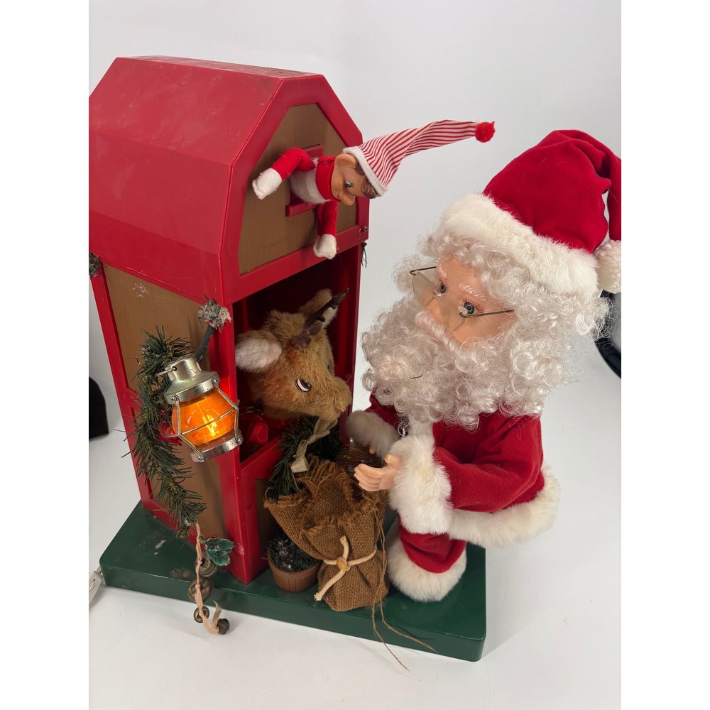 Santa's Best 20" tall Animated Feeding Rudolph Reindeer Stable‎ Display 1994